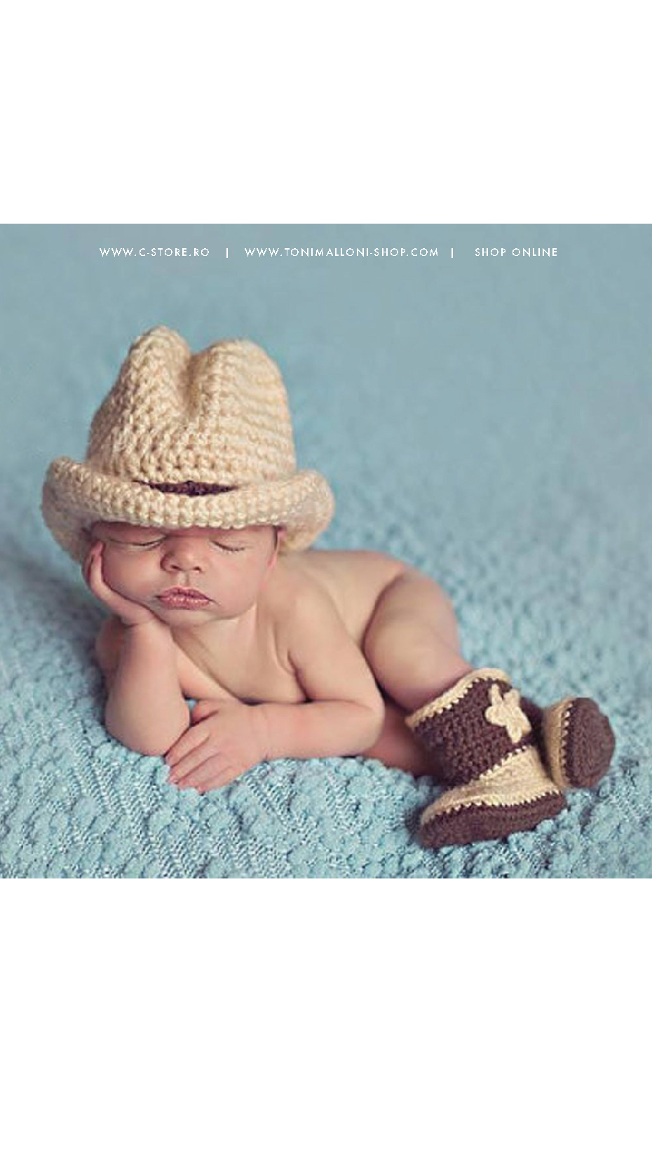 germ why not Marxism Costum crosetat pentru bebelusi, ideal pentru sedinte foto Little Cowboy